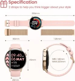 Montre Connectée Jeune Femme Élégante -Monde Electronique Montre connectee Jeune Femme Swgota double bracelet et taille