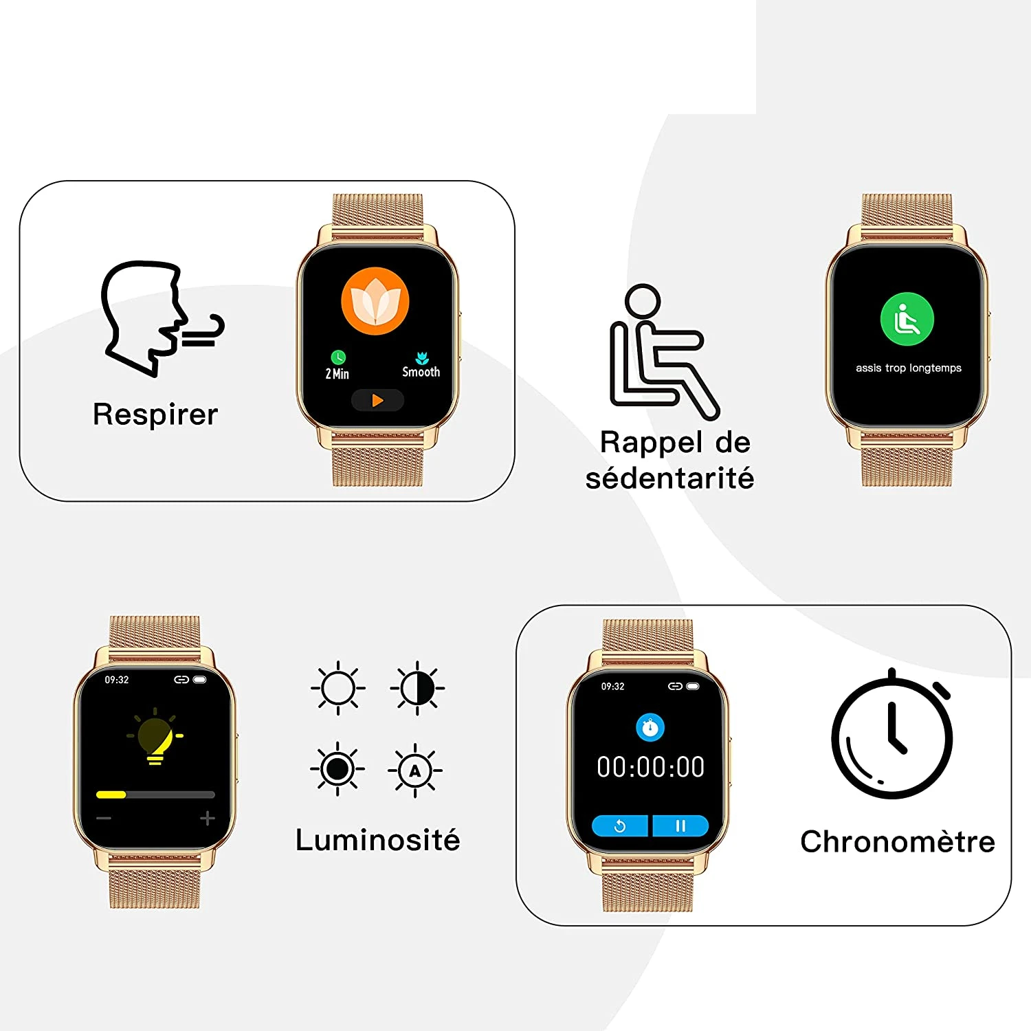 Montre Connectée Adolescentes Maille Milanaise 7 Montre Connectée Adolescentes Maille Milanaise – Image 5