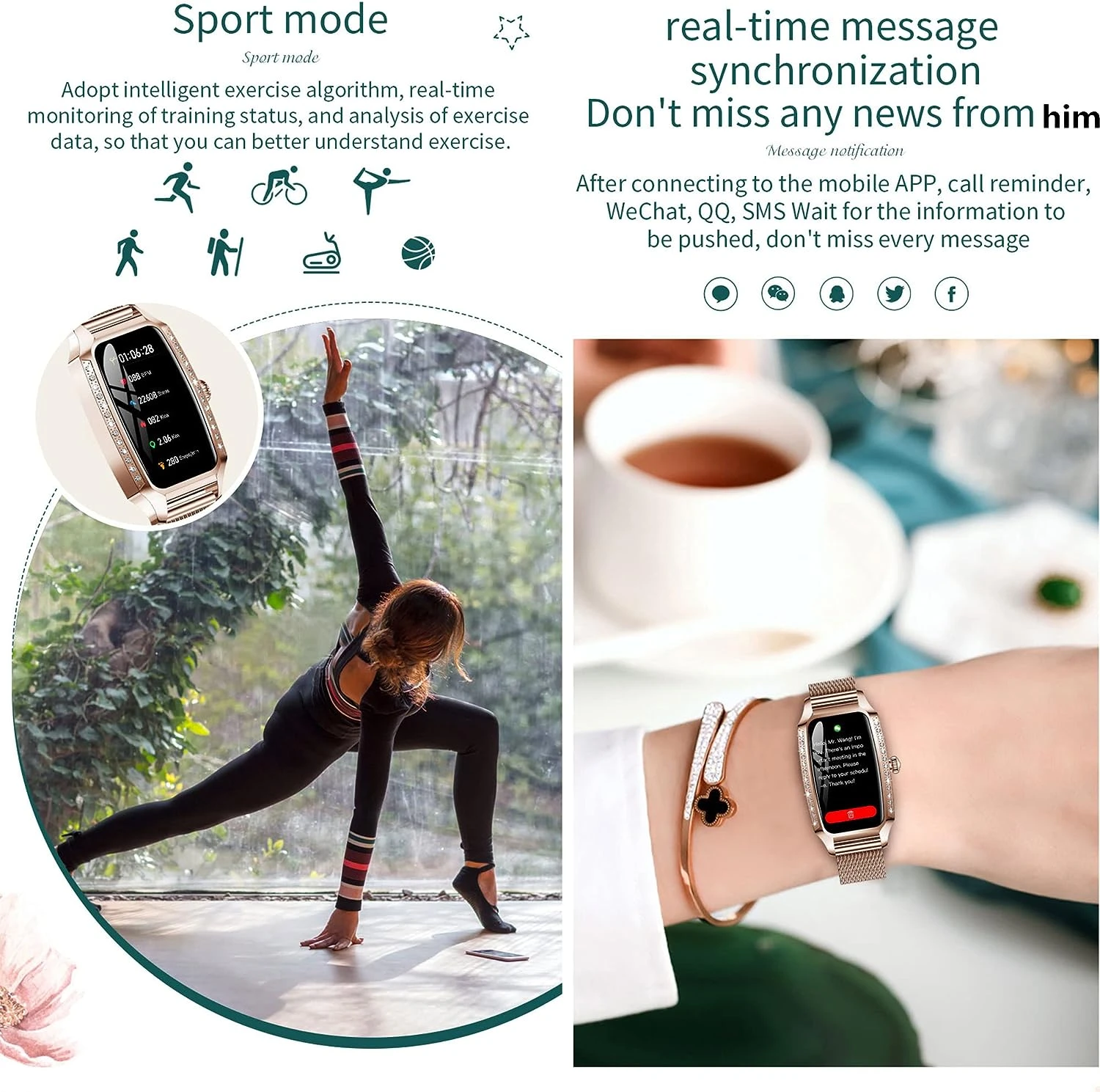 Montre Connectée Bracelet Fin Femme 5 Montre Connectée Bracelet Fin Femme – Image 3