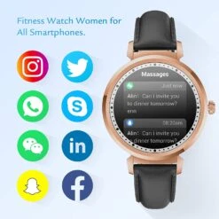 Montre Connectée Femme Cuir -Monde Electronique Montre connectee femme cuir reseaux sociaux