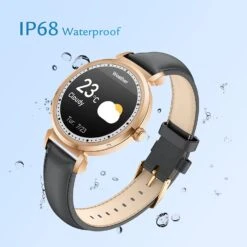 Montre Connectée Femme Cuir -Monde Electronique Montre connectee femme cuir waterproof