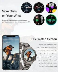 Montre Connectée Acier Homme -Monde Electronique Montre connectee homme Acier cadrans