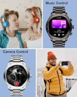 Montre Connectée Acier Homme -Monde Electronique Montre connectee homme Acier musique et camera