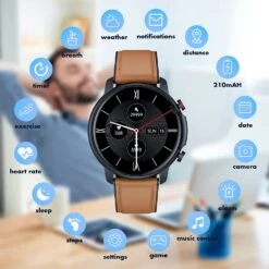 Montre Connectée Homme Cuir 9 Montre Connectée Homme Cuir -Monde Electronique Montre connectee homme Cuir options