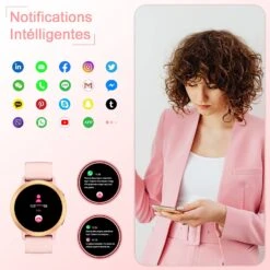 Montre Connectée Femme Ronde -Monde Electronique Montre connectee ronde femme notifications