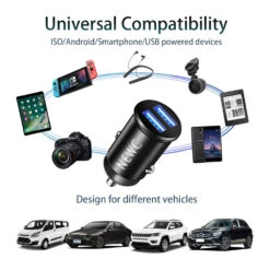 NEW’C Lot De 2 Chargeurs Voitures -Monde Electronique NEWC Lot de 2 chargeurs voitures compatibilite universelle