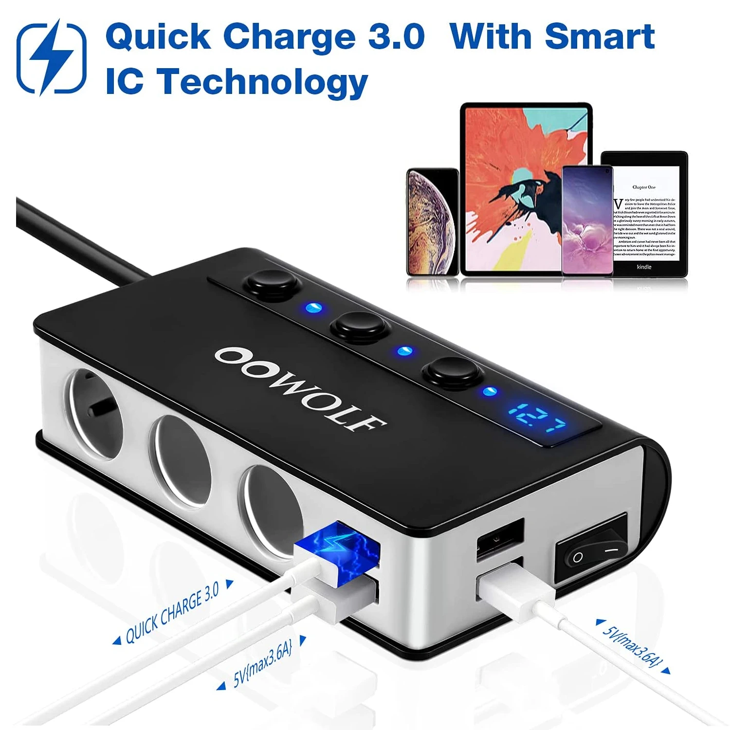 OOWOLF Chargeur Allume Cigare 180W 4 OOWOLF Chargeur Allume Cigare 180W – Image 2