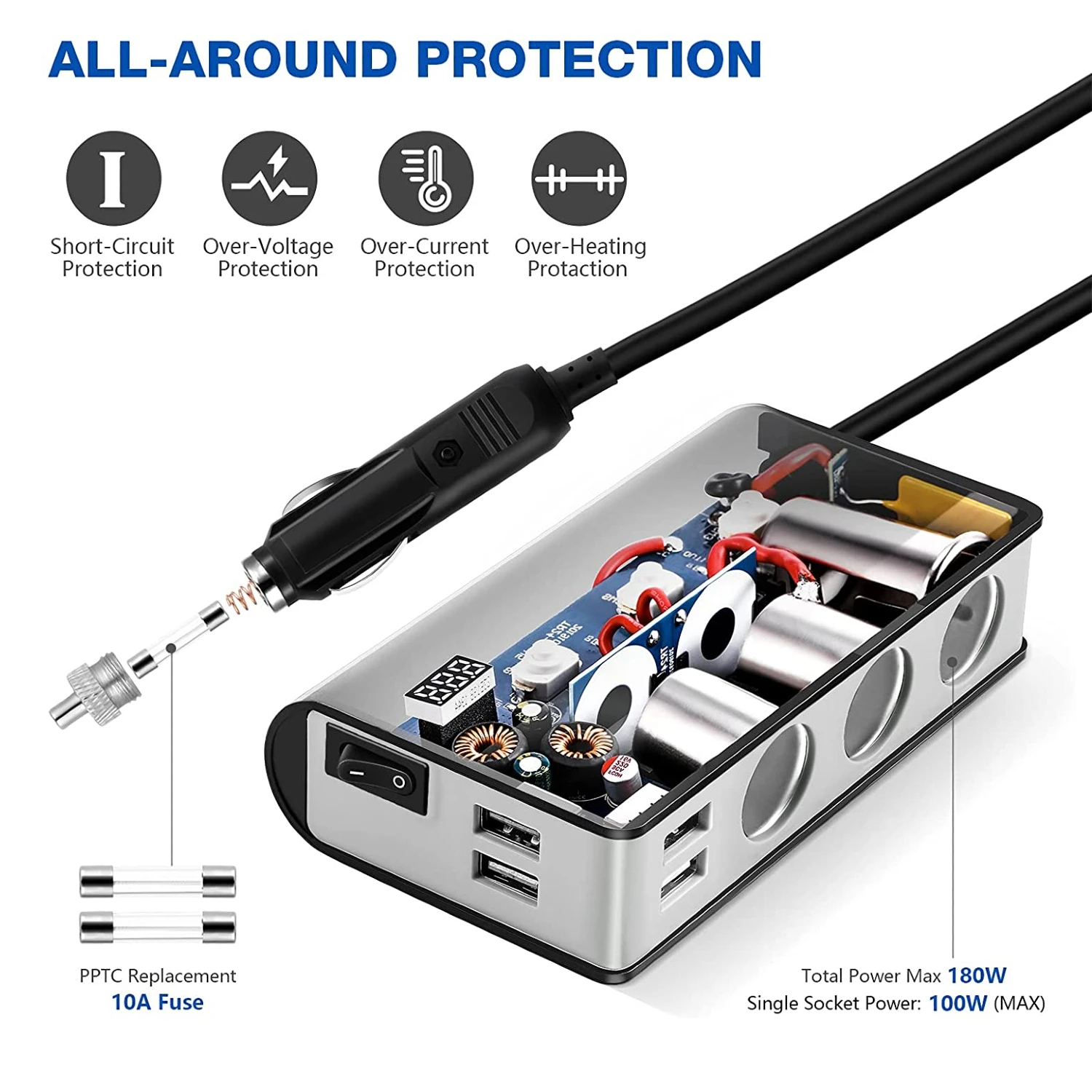 OOWOLF Chargeur Allume Cigare 180W 6 OOWOLF Chargeur Allume Cigare 180W – Image 4