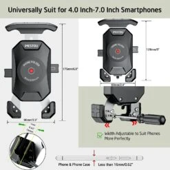 Support Smartphone Guidon Moto -Monde Electronique Porte Telephone Moto Phone Holder de 4 a 7 pouces