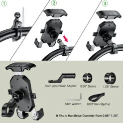 Support Smartphone Guidon Moto -Monde Electronique Porte Telephone Moto Phone Holder inclus dans lemballage