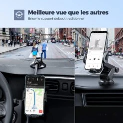 Porte Téléphone Voiture Ventouse -Monde Electronique Porte telephone voiture Ventouse vu optimale