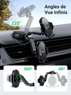 Support Téléphone Voiture Solide 13 Support Téléphone Voiture Solide -Monde Electronique Pose telephone voiture Ugreen angle de vue