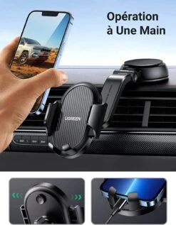 Support Téléphone Voiture Solide 12 Support Téléphone Voiture Solide -Monde Electronique Pose telephone voiture Ugreen une main