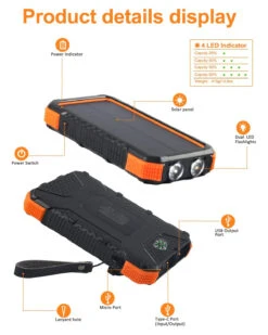 Batterie Solaire USB 30000mAh -Monde Electronique Power Bank Solaire Deteng de 30000 mAh caracteristiques