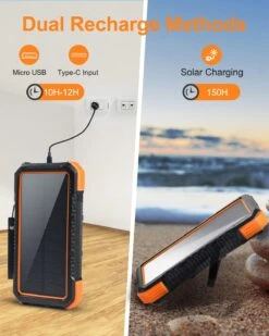 Batterie Solaire USB 30000mAh -Monde Electronique Power Bank Solaire Deteng de 30000 mAh charge soleil