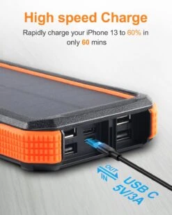 Batterie Solaire USB 30000mAh -Monde Electronique Power Bank Solaire Deteng de 30000 mAh ports USB