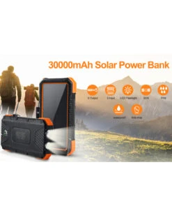 Batterie Solaire USB 30000mAh -Monde Electronique Power Bank Solaire Deteng de 30000 mAh utilite
