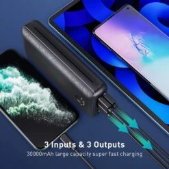 Power Bank 30000 MAh USB-C 12 Power Bank 30000 MAh USB-C -Monde Electronique Power bank 30000 mAh USB C 3 entrees et 3 sorties