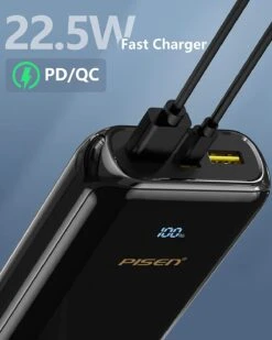 Powerbank 20000 MAh Pisen USB-C -Monde Electronique Powerbank 20000mAh Pisen USB C 22.5 watts