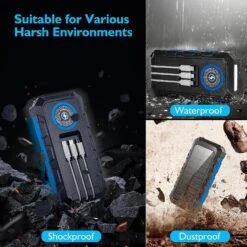 Batterie Portable Panneau Soleil 30000mAh -Monde Electronique Powerbank Solaire Portable cables integres