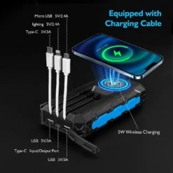 Batterie Portable Panneau Soleil 30000mAh -Monde Electronique Powerbank Solaire Portable charge sans fil