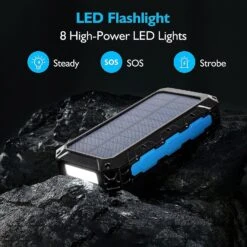 Batterie Portable Panneau Soleil 30000mAh -Monde Electronique Powerbank Solaire Portable led