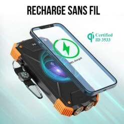Batterie Externe 10000mAh Solaire -Monde Electronique Recharge sans fil batterie externe 10000mAh solaire