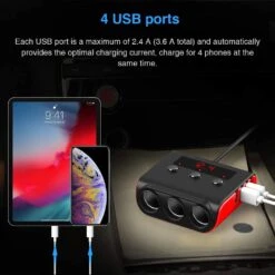 SONRU Chargeur Allume Cigare Rapide -Monde Electronique SONRU Chargeur Allume Cigare Rapide 4 ports USB