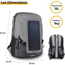 Sac à Dos Avec Chargeur Solaire Intégré -Monde Electronique Sac a dos avec Chargeur Solaire integre dimensions