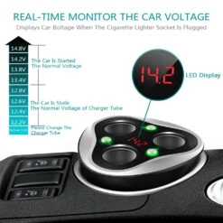 Skyocean Chargeur 3 Prises Allumes Cigares -Monde Electronique Skyocean Chargeur 3 Prises allumes cigares ecran LED