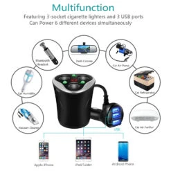 Skyocean Chargeur 3 Prises Allumes Cigares -Monde Electronique Skyocean Chargeur 3 Prises allumes cigares multi fonction