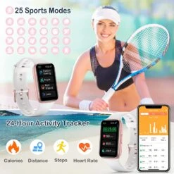 Montre Connectée Féminine Or Blanc -Monde Electronique Smart Watch ZKCreation Femme sport multisport