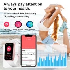 Montre Connectée Féminine Or Blanc -Monde Electronique Smart Watch ZKCreation Femme sport yoga