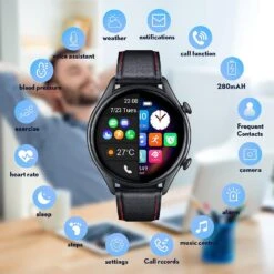 Montre Connectée Habillée Homme -Monde Electronique Smart Watch homme Weybon sport applications