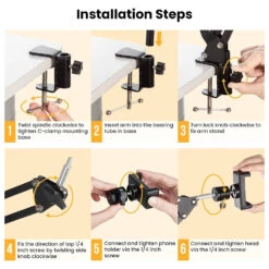 Support Téléphone Bras Articulé -Monde Electronique Support Telephone Bras Articule installation etape