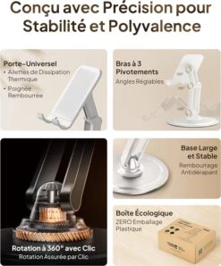 Support Téléphone Bureau Réglable -Monde Electronique Support Telephone Bureau Reglable polyvalent