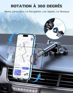 Support Voiture Ventouse Puissante -Monde Electronique Support Telephone Voiture S23 Ultra 360 degres