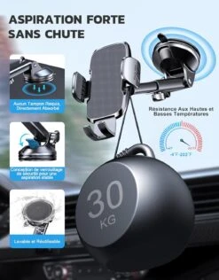 Support Voiture Ventouse Puissante -Monde Electronique Support Telephone Voiture S23 Ultra aspiration