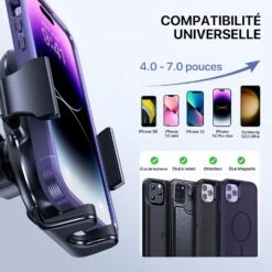 Porte Téléphone Voiture Haut De Gamme -Monde Electronique Support Telephone Voiture iPhone 13 Pro Max compatibilite universelle