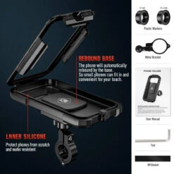 Support De Smartphones Étanche Pour Motos -Monde Electronique Support de smartphone etanche pour Moto base amortissante