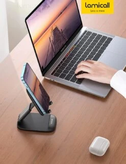 Support Téléphone Portable Réglable Pliable 14 Support Téléphone Portable Réglable Pliable -Monde Electronique Support smartphone bureau pliable dock ordinateur