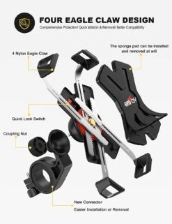 Support Téléphone Moto Samsung Et IPhone -Monde Electronique Support telephone Grefay Moto 4 pinces