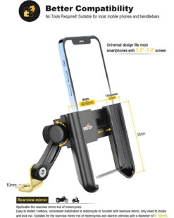 Support Téléphone Moto Rotation 360 Degrés -Monde Electronique Support telephone Moto Rotation 360 degres fonctionnalites