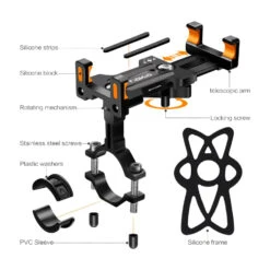 Support Téléphone Moto En Aluminium -Monde Electronique Support telephone Moto Tiakia outil inclus