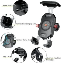 Support Téléphone Moto Avec Chargeur -Monde Electronique Support telephone Moto avec Chargeur charge sans fil