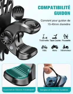 Support Téléphone Moto Et Vélo En Silicone -Monde Electronique Support telephone Moto et Velo en Silicone compatibilite universelle
