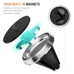 Support Magnétique De Téléphone Pour Grille Aération De Voiture -Monde Electronique Support telephone portable voiture Ivoler 4 aimants