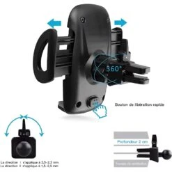 Support Téléphone Voiture Rotation à 360 Degrés -Monde Electronique Support telephone voiture IZUKU caracteristiques