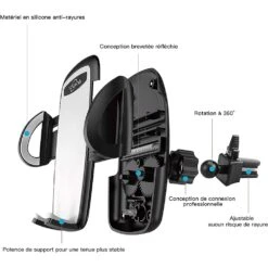 Support Téléphone Voiture Rotation à 360 Degrés -Monde Electronique Support telephone voiture IZUKU options completes