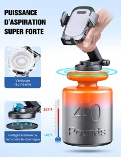 Support Mobile Voiture Rotatif -Monde Electronique Support telephone voiture Mohard ventouses puissantes